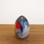 Uovo di Pasqua in ceramica moderna decorata a mano 13 cm