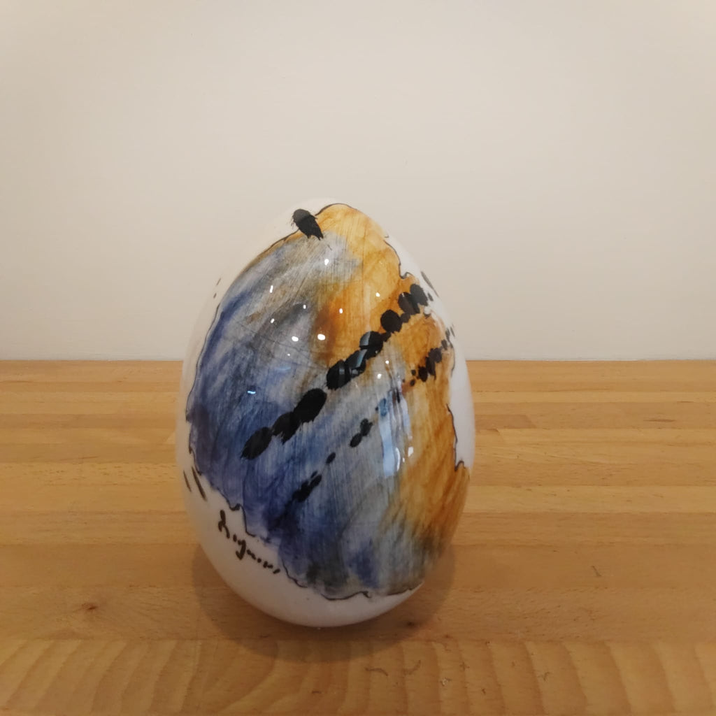 Uovo di Pasqua in ceramica moderna decorata a mano 13 cm